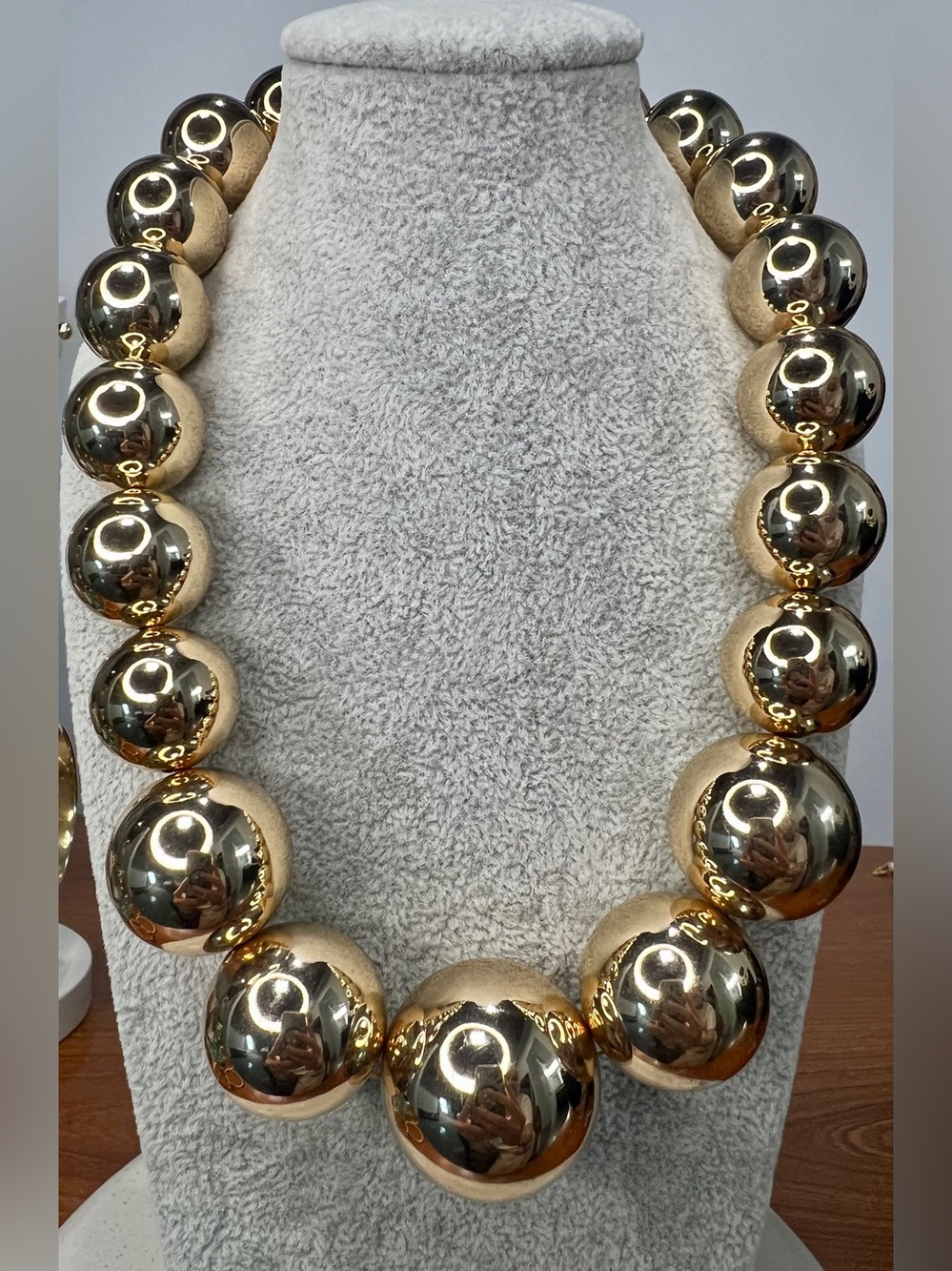 Shiny Gold Bead Statement Necklace